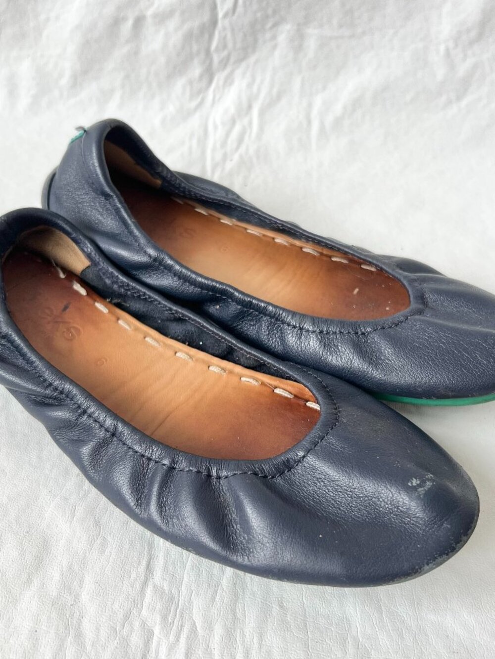 Tieks ballet flats navy blue leather slip on shoes ballerina shoe matte size 6